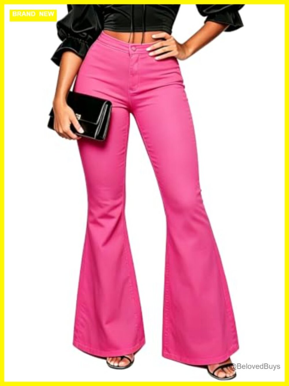 Women's Skinny Bell Bottom Jeans High Waisted Flared Stretch Denim Pants
